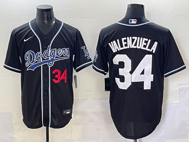 Men 2025 Los Angeles Dodgers 34 Valenzuela Black Three generations Fashion Nike MLB Jersey style 7043